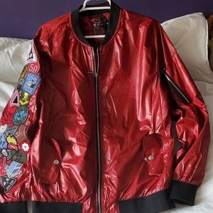 Bomber jacket with patches .